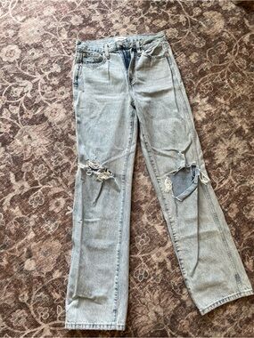 pistola Light Wash Distressed Straight Leg Jeans